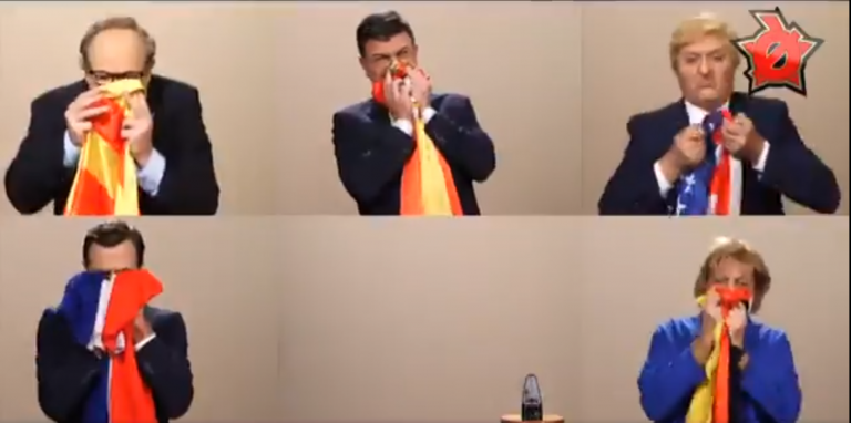 La última polémica de 'Polònia' (TV3): se suenan los mocos con las banderas de España, Estados Unidos, Francia, Alemania y Cataluña