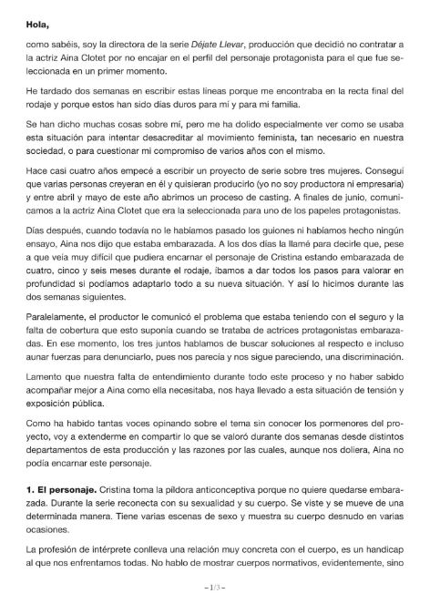 Leticia Dolera rompe su silencio y justifica que despidiera a Aina Clotet por estar embarazada 1 folio 1