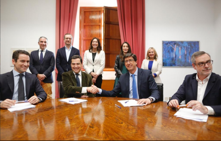 PP y Ciudadanos firman el acuerdo para la composición de el Parlamento andaluz a la espera de la respuesta de VOX