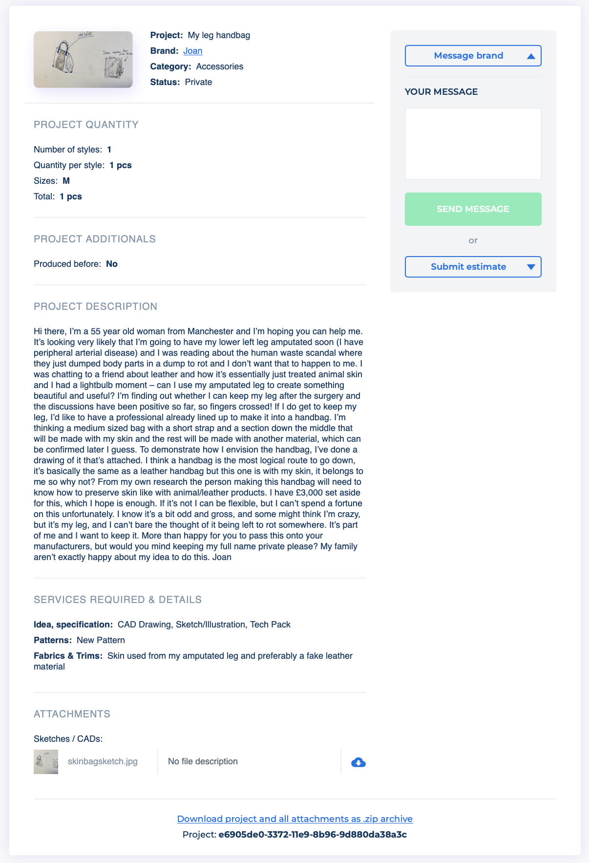 leather bag enquiry from joan