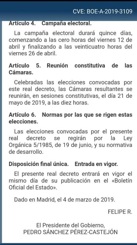 El BOE publica la convocatoria de elecciones para el 28 de abril 1 21FFC745 E8B0 43D0 9B0F F648EB243D0D