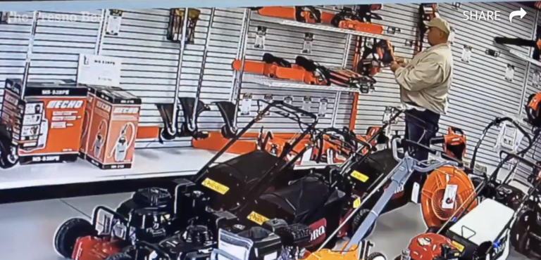 Se busca al protagonista de este surrealista robo de una motosierra