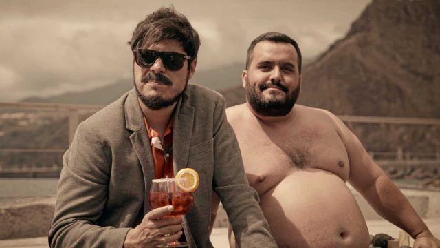 David Sanz y Kike Pérez en el rodaje de Criminalística Festivalito 2018