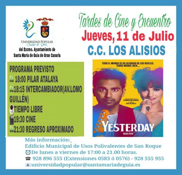‘Yerterday’ es la película elegida para disfrutar este mes de julio de las 'Tardes de Cine y Encuentro' organizadas por la Universidad Popular