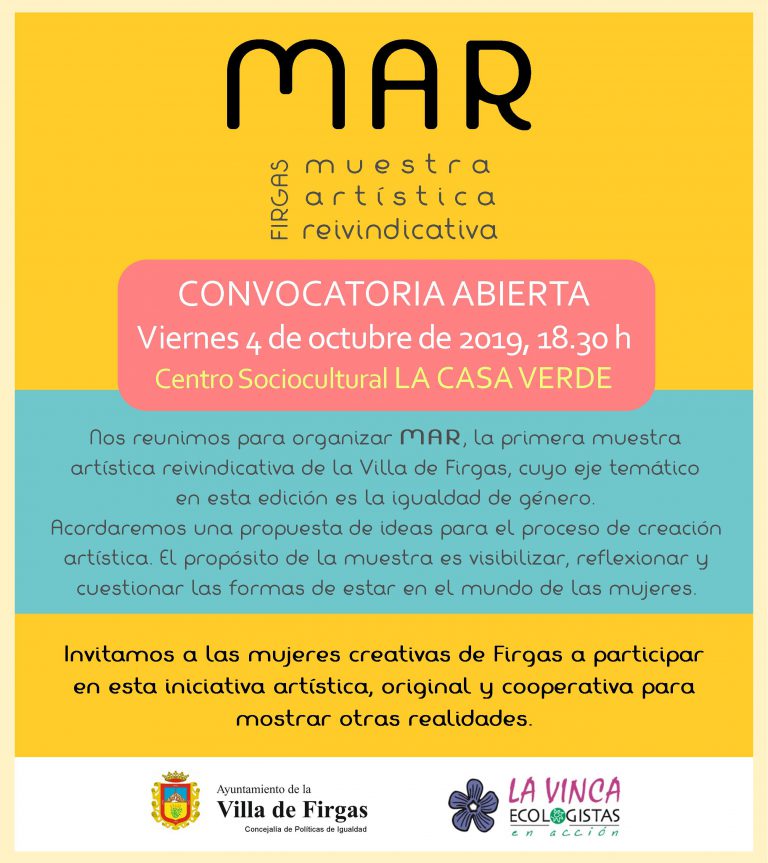Convocatoria Abierta en Firgas para hablar del proyecto MAR, el viernes 4 de octubre en LA CASA VERDE