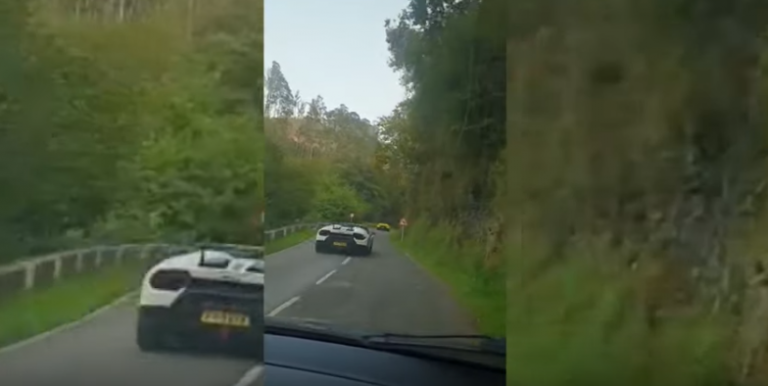 Así fue la imprudente y peligrosa carrera de Lamborghinis por Asturias que terminó con un herido