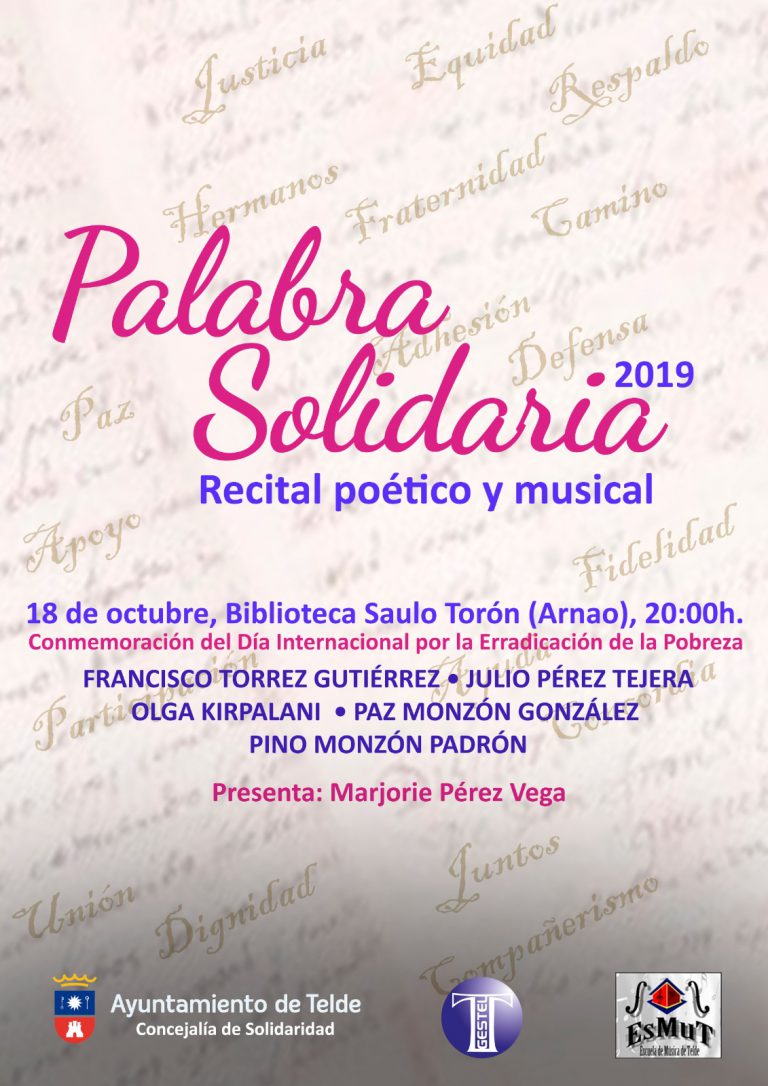 Telde celebra el Día Internacional por la Erradicación de la Pobreza con un recital poético y musical
