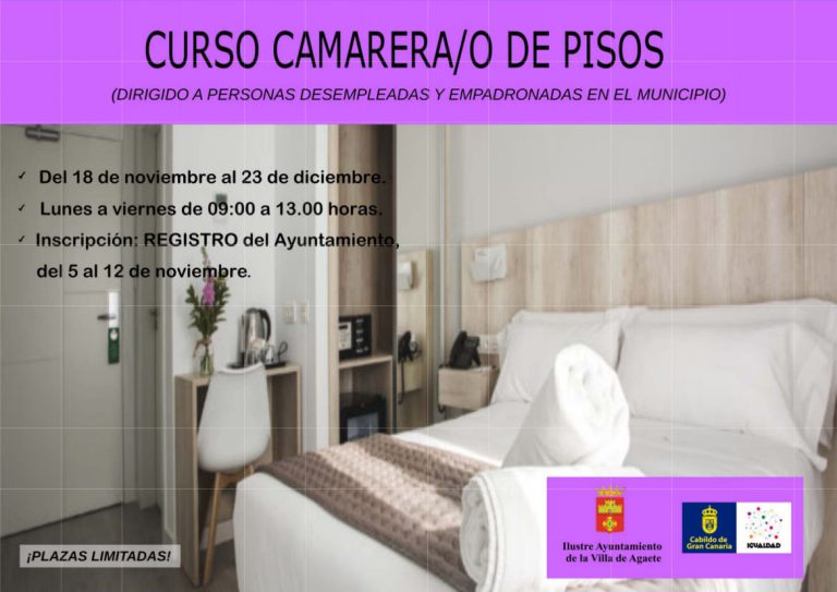 Agaete pondrá en marcha el curso ‘Camarera y camarero de pisos’