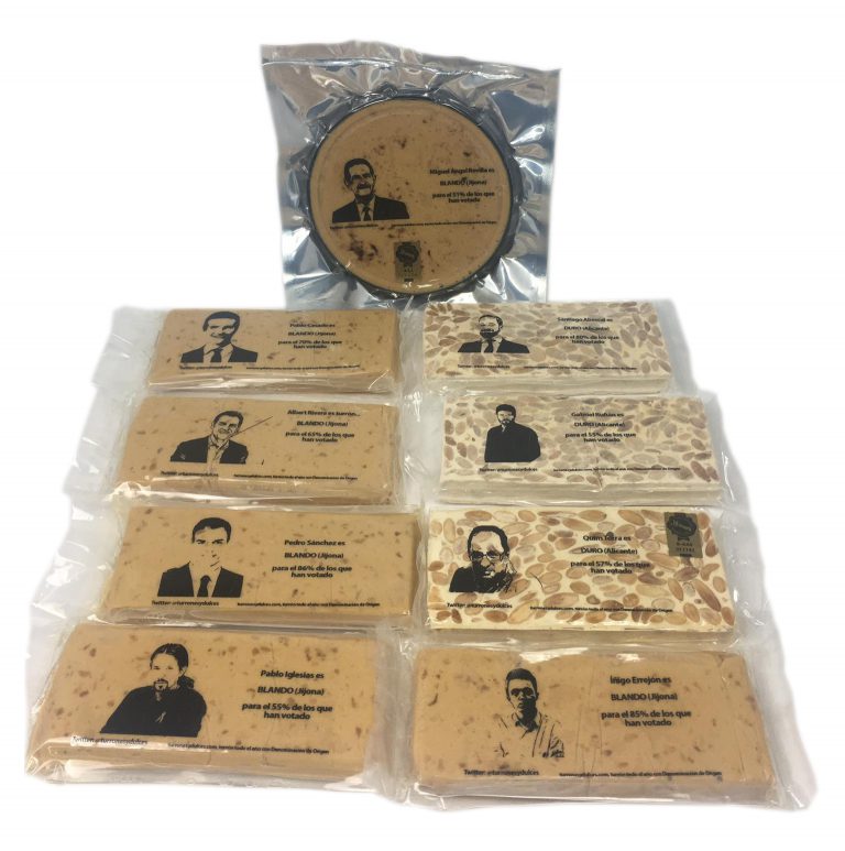 Un empresa de turrones saca una gama inspirada en los políticos españoles: Sánchez es el blando y Abascal el duro