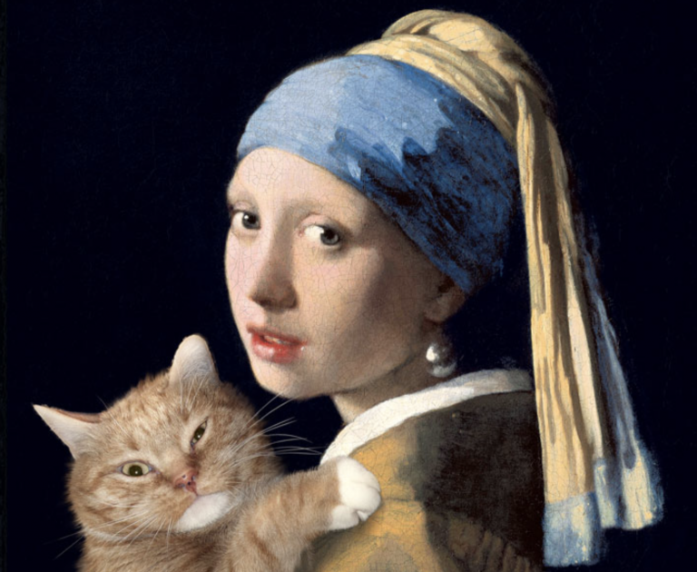 La artista que incluye a su gato en las pinturas icónicas de la historia del arte