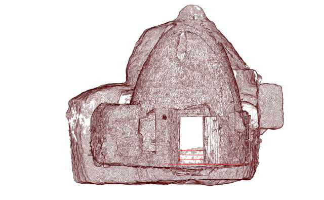 Sección de la neocueva y del espacio en el que se encajará en el Centro de Interpretación