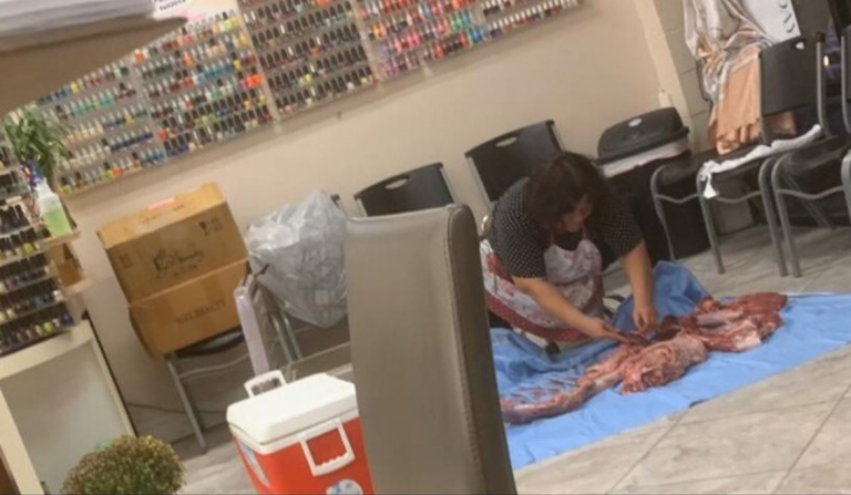 Despieza un ciervo en pleno centro de manicura ante la atónita mirada de las clientas