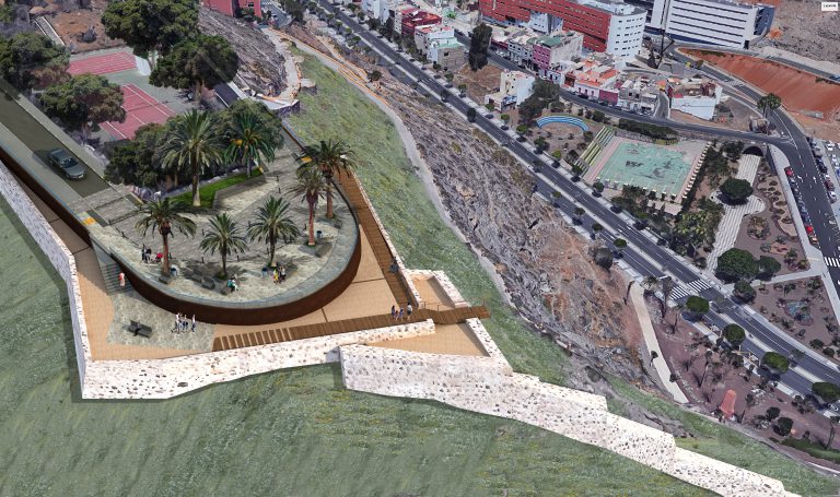 El Ayuntamiento realiza unos trabajos de limpieza y restauración en el Mirador de Punta de Diamante