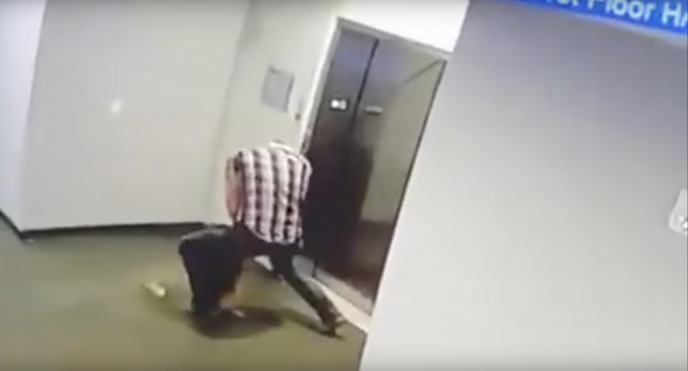 Un hombre salva a un perro de morir ahorcado en un ascensor