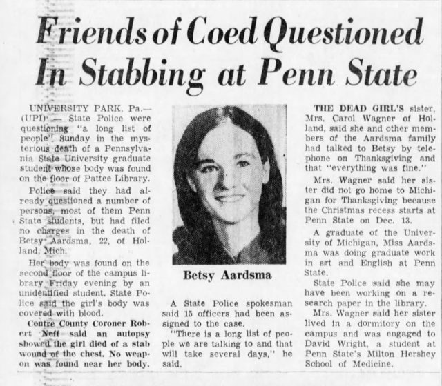 Una estudiante muere apuñalada en la biblioteca de la universidad: el caso de Betsy Aardsma 16 138129E5 98EB 4591 9131 BBBE2B4854D7