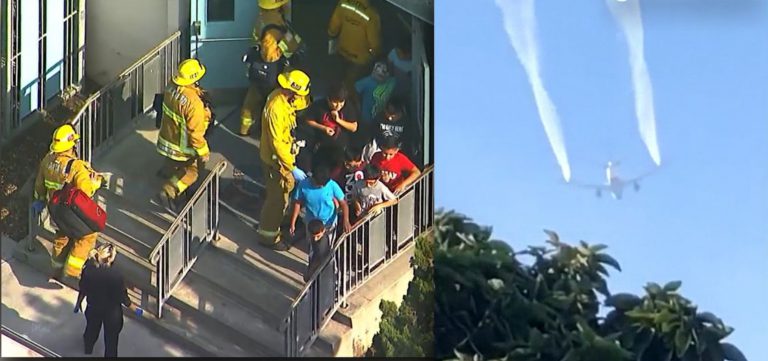 Un avión derrama combustible por una emergencia y deja 60 heridos en varias escuelas de Los Angeles