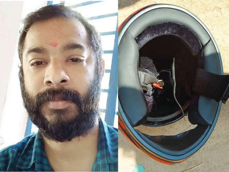 Un motorista recorre más de 10 kilómetros con una serpiente venenosa en el interior de su casco