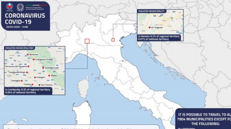 Italia confirma 12 muertes por coronavirus y 374 casos de infectados