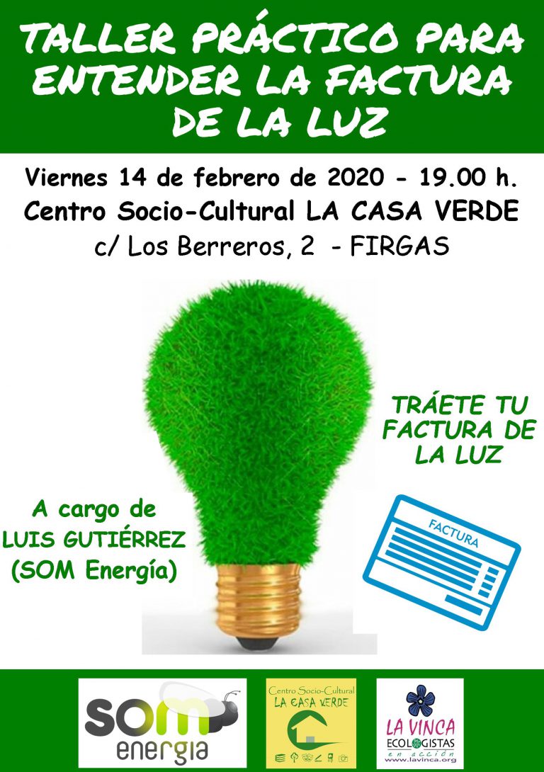 El viernes 14 de febrero La Casa Verde de Firgas acoge un Taller Práctico para entender la factura de la luz