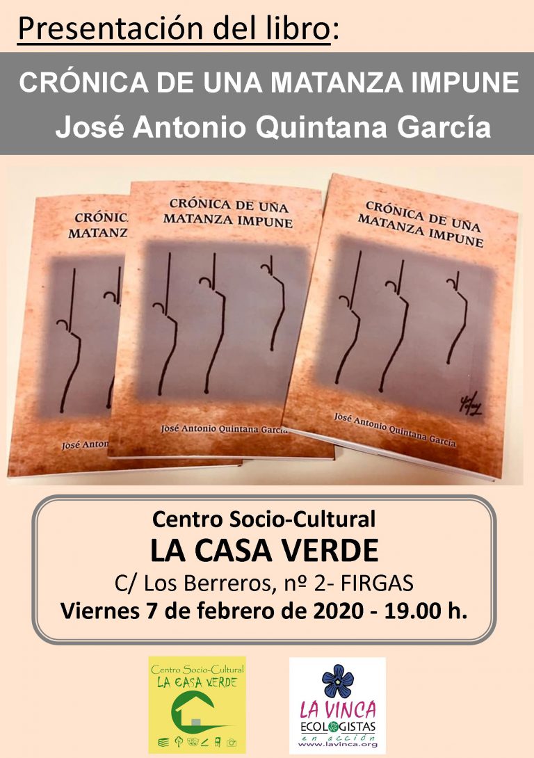 El 7 de febrero se presenta en Firgas el libro “Crónica de una matanza impune” de José Antonio Quintana García