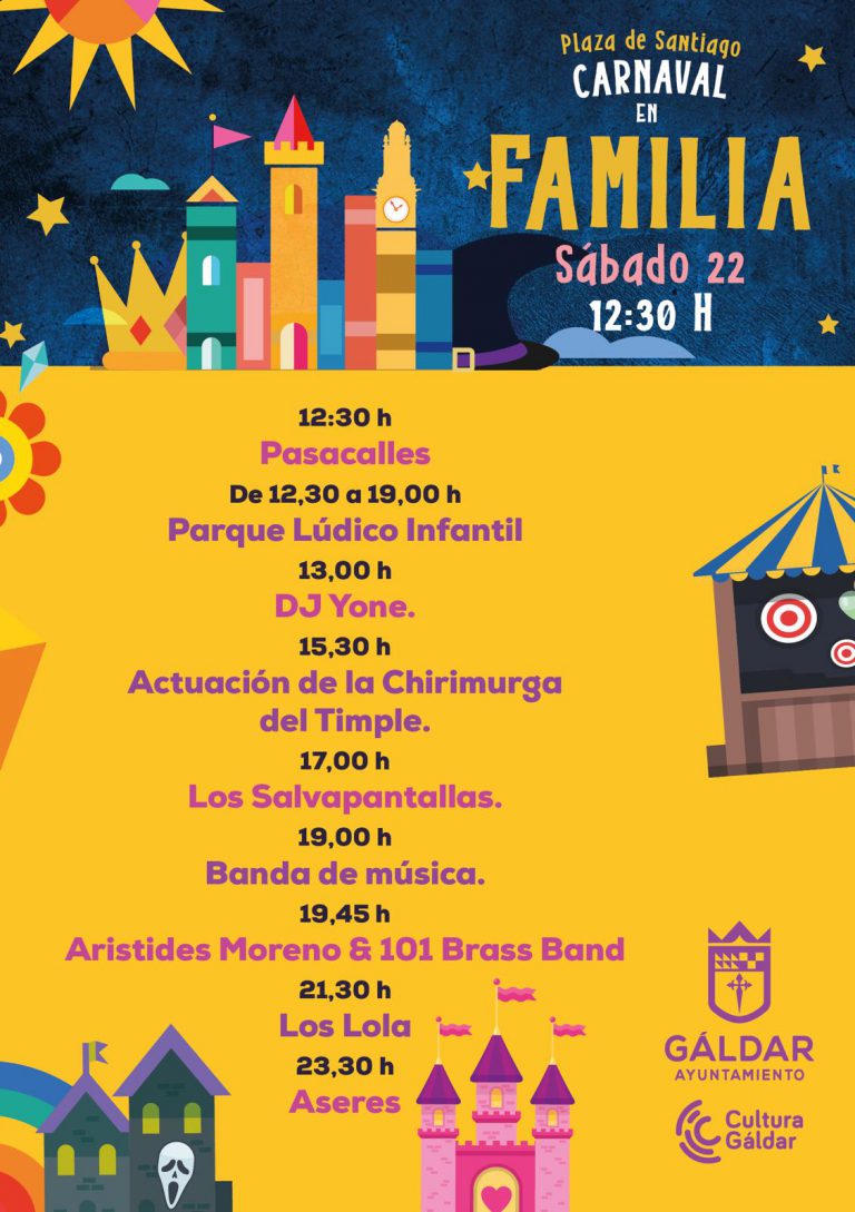 Arístides Moreno, Los Salvapantallas, Los Lola y Aseres animan este sábado el Carnaval en Familia de Gáldar