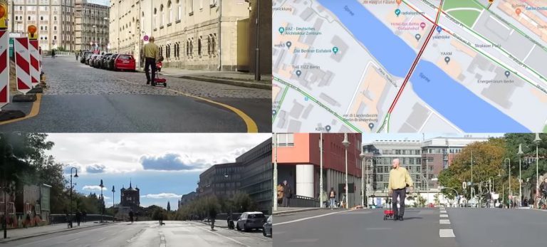 Un hombre 'trolea' a Google Maps utilizando una carretilla y 99 teléfonos