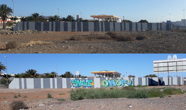 El Cabildo culmina la eliminación de 861 grafitis de la GC-1 y la GC-2 y los grafiteros vuelven a pintar 105 en las zonas restauradas 3 nuevos grafitis vecindario