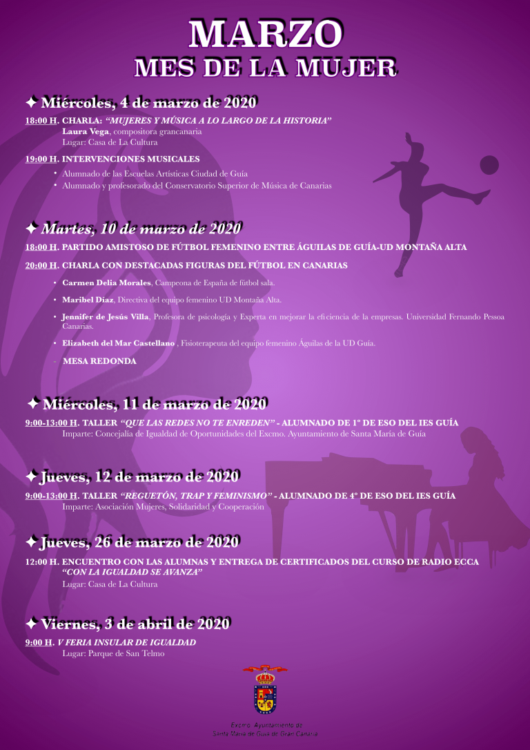 Santa María de Guía celebra en marzo el Mes de la Mujer con charlas, debates, música, deporte y talleres en torno al feminismo