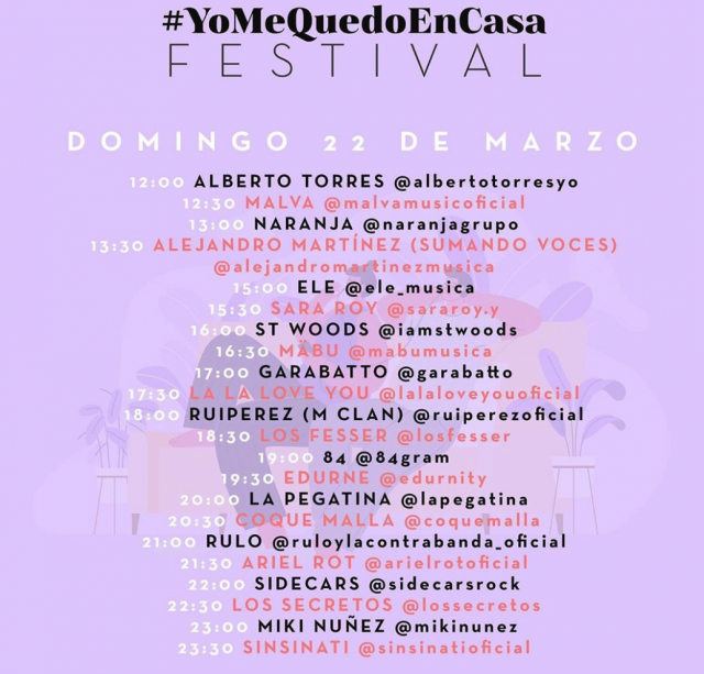 Nueva edición de #YoMeQuedoEnCasaFestival: consulta los artistas y horarios 3 Captura de pantalla 2020 03 20 a las 15.58.44