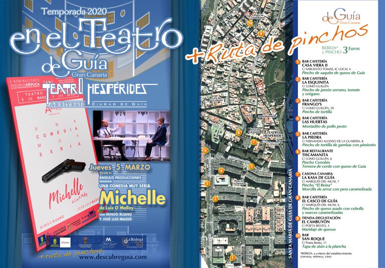 Con la comedia ‘Michelle’  se inauguran mañana las Noches de Teatro y Ruta de Pinchos que se celebrarán en Guía los primeros jueves de cada mes 