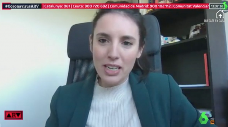 Irene Montero reaparece en público 14 días después de conocerse su positivo en la prueba de coronavirus