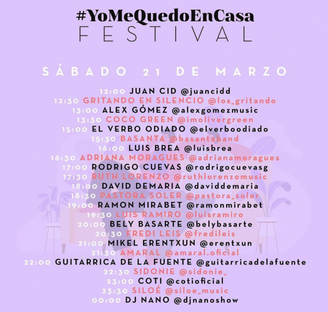 Nueva edición de #YoMeQuedoEnCasaFestival: consulta los artistas y horarios 2 yomequedoencasafestival sabado 1