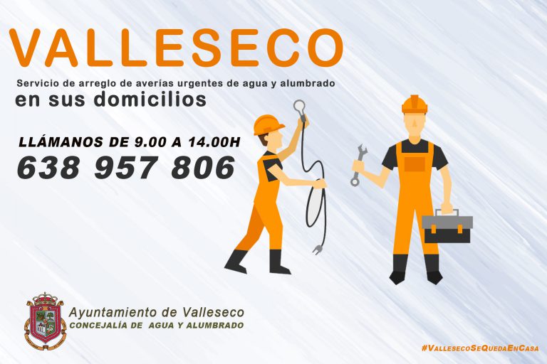 Valleseco lanza el servicio de arreglo de averías durante el estado de alarma a la población