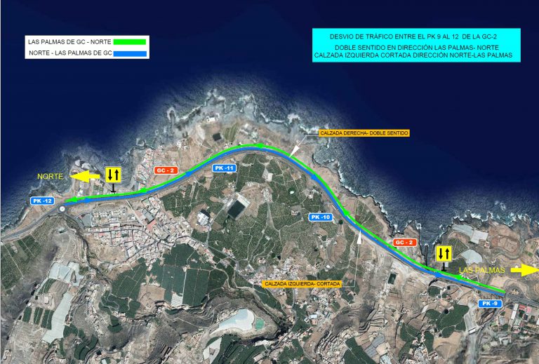 Las obras de la IV Fase de la Circunvalación en Gran Canaria obligan a desviar la circulación de la GC-2 en ambos sentidos por una sola calzada a partir del lunes