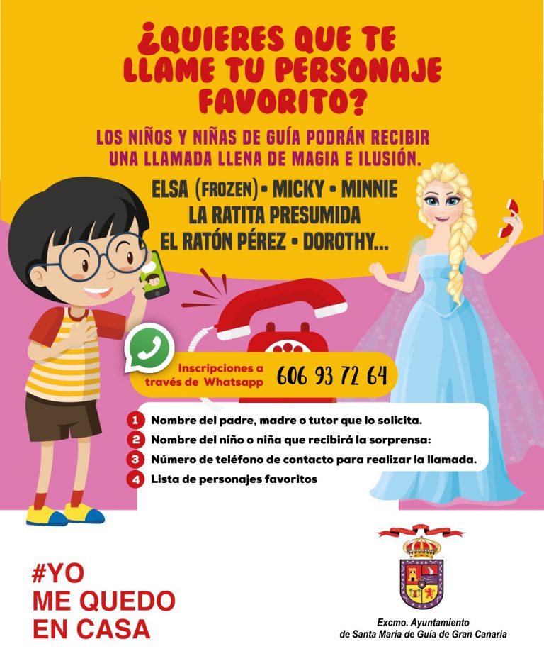 Elsa, Micky, Minnie, Dorothy y otros personajes infantiles sorprenderán a los niños guienses con una ‘llamada sorpresa’ para hacerles más ameno el confinamiento