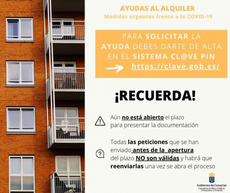 En las próximas semanas se abrirá el plazo para solicitar ayudas al alquiler frente a la COVID-19