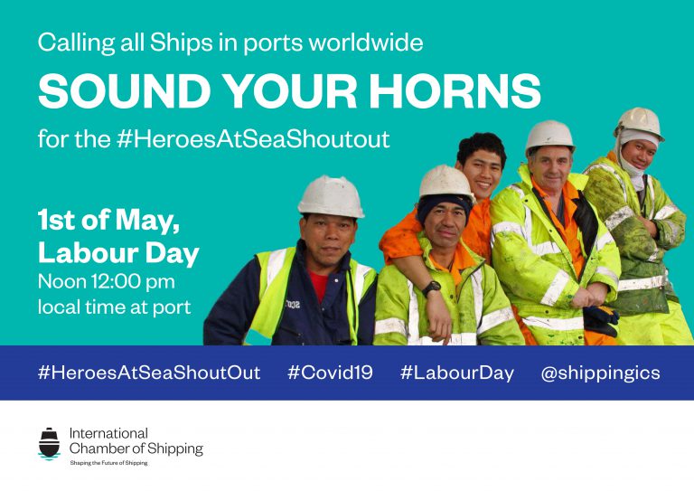 Los buques atracados en puertos de todo el mundo, hacen sonar sus sirenas este 1 de mayo