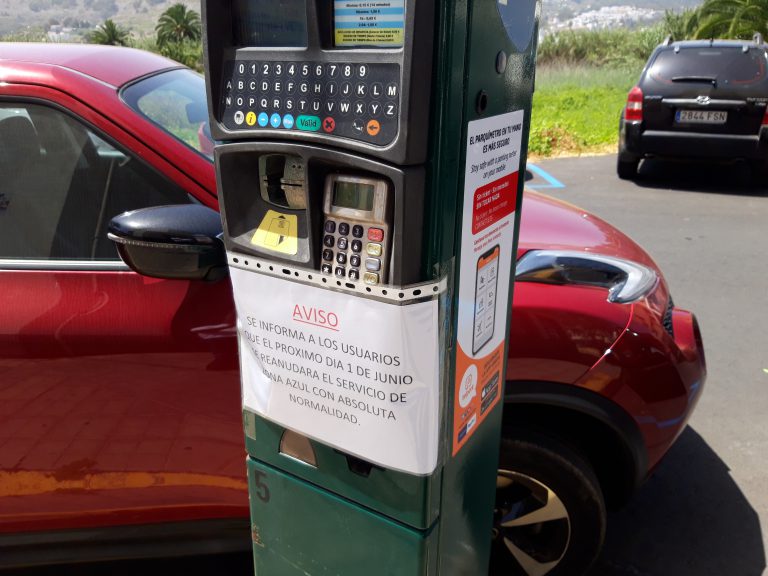 Arucas reanuda el servicio de Estacionamiento Limitado (zona azul y verde) y la incorporación del sector del taxi, con motivo del comienzo de la Fase 2 de la desescalada