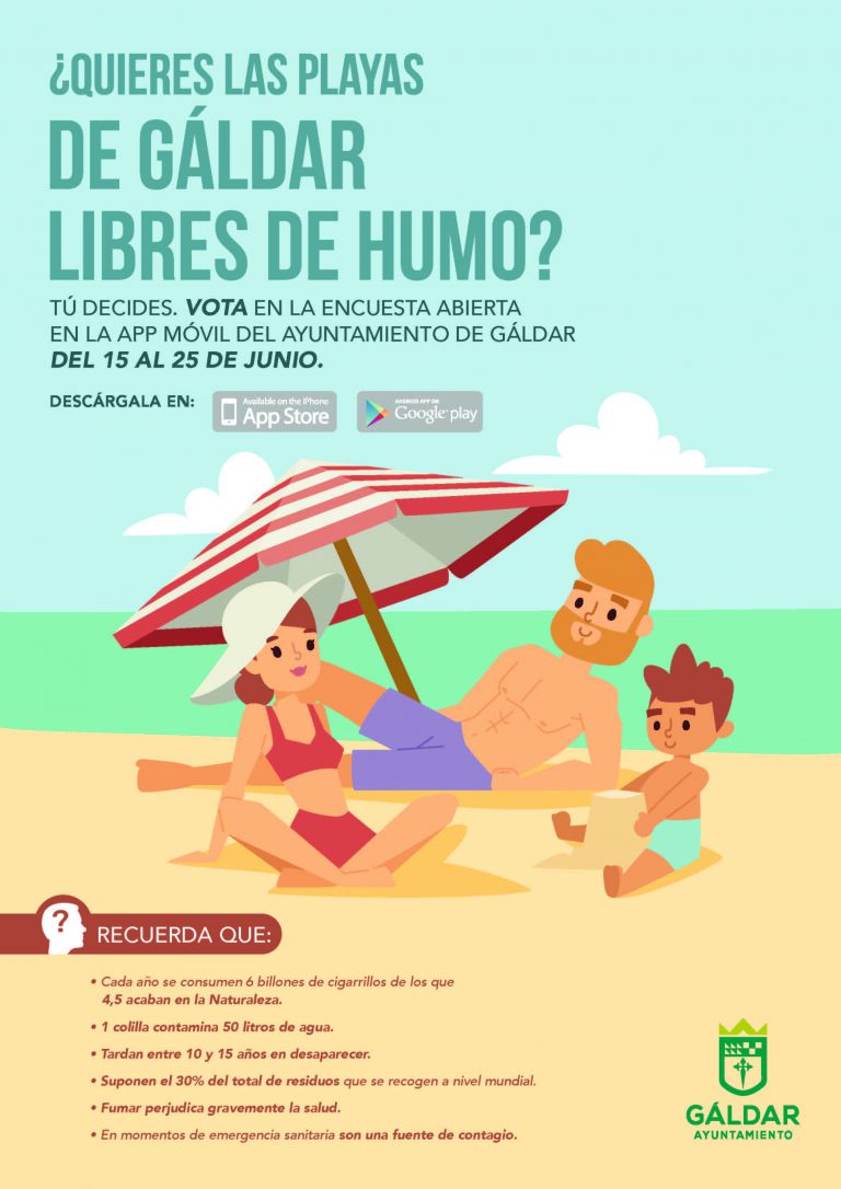 El Ayuntamiento de Gáldar activa una encuesta para decidir si las playas deben estar libres de humo
