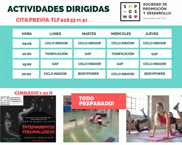 La Sociedad de Promoción y Desarrollo de Santa María de Guía reanuda este miércoles sus actividades de Fitness Colectivo