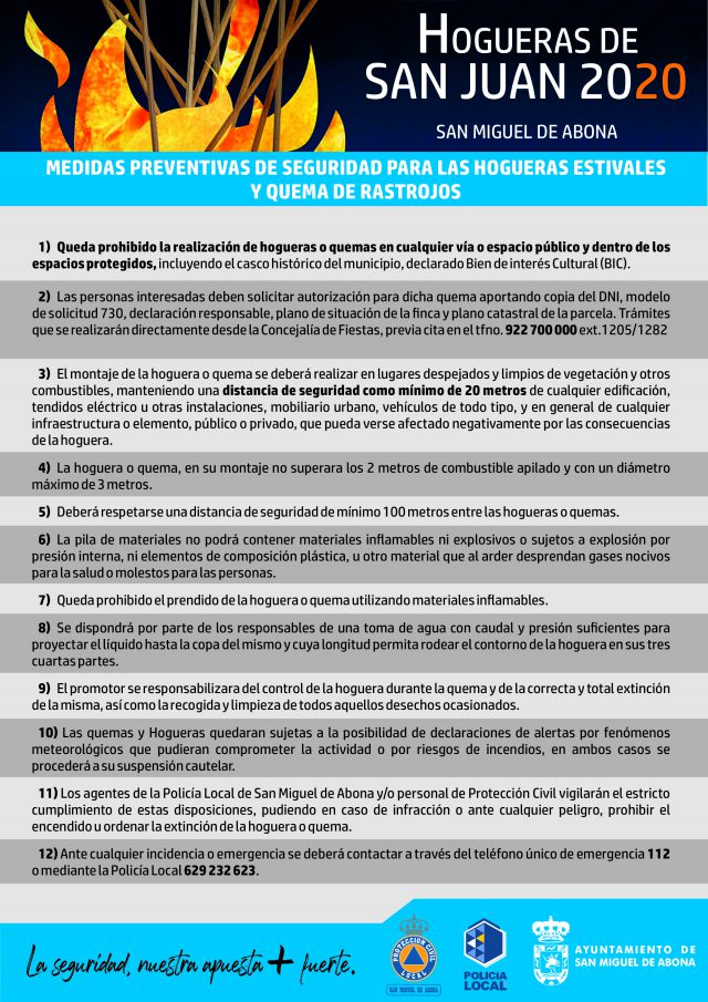 Cartel Medidas Hogueras de San Juan 2020 C