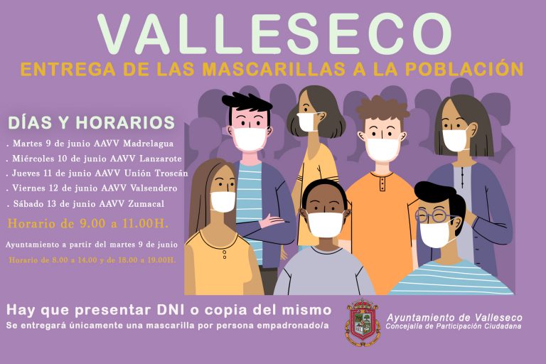El Ayuntamiento de Valleseco inicia el reparto de mascarillas para toda la población