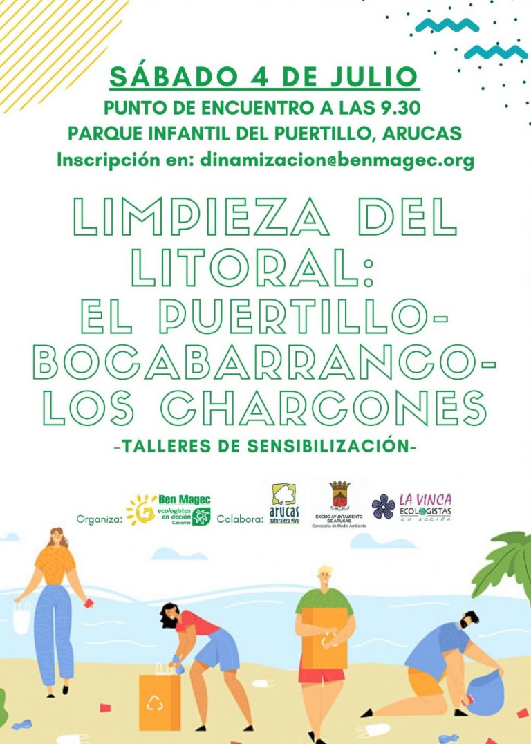 El 4 de julio se llevará a cabo una Acción Medioambiental con la limpieza de la costa en El Puertillo, Bocabarranco y Los Charcones