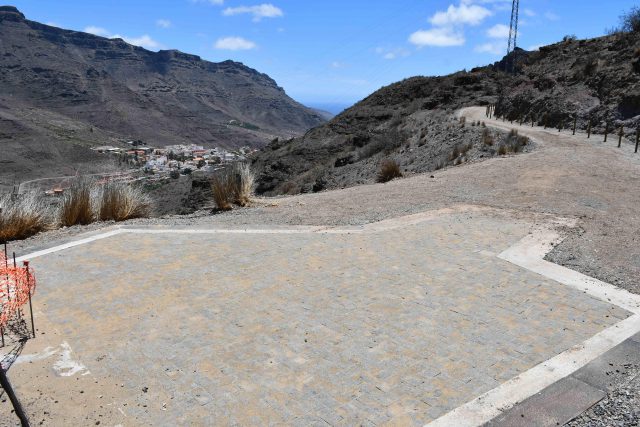 Obras mirador Degollada de Veneguera. Vistas al Barranco de Mogán