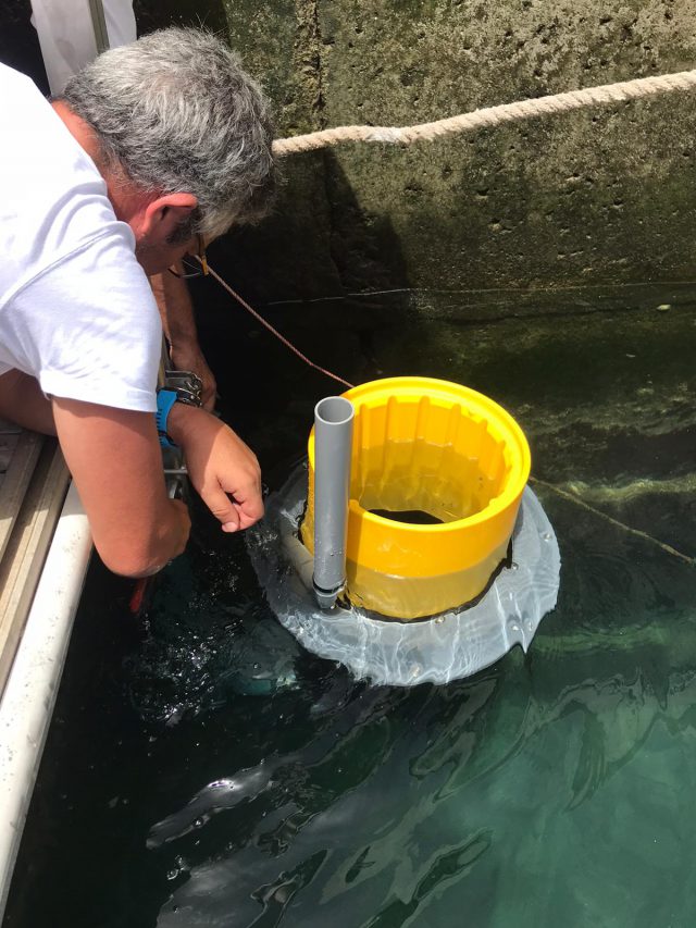 La ULPGC colabora en la colocación de papeleras flotantes para la recogida de basuras marinas en Pasito Blanco 2 31. baura marina