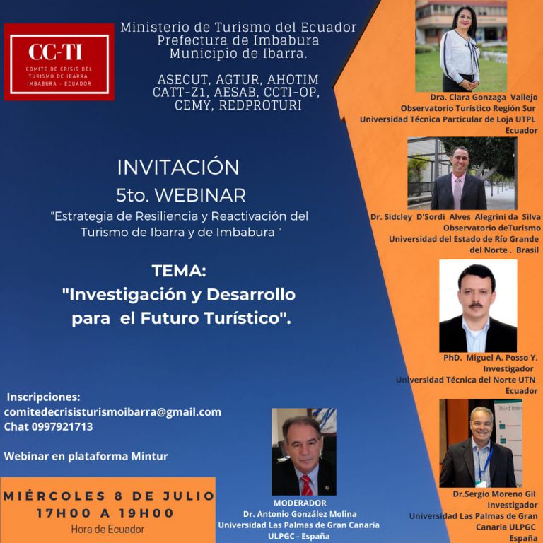 Dos profesores de la ULPGC participan en una conferencia web sobre futuro turístico organizada por el Ministerio de Turismo de Ecuador