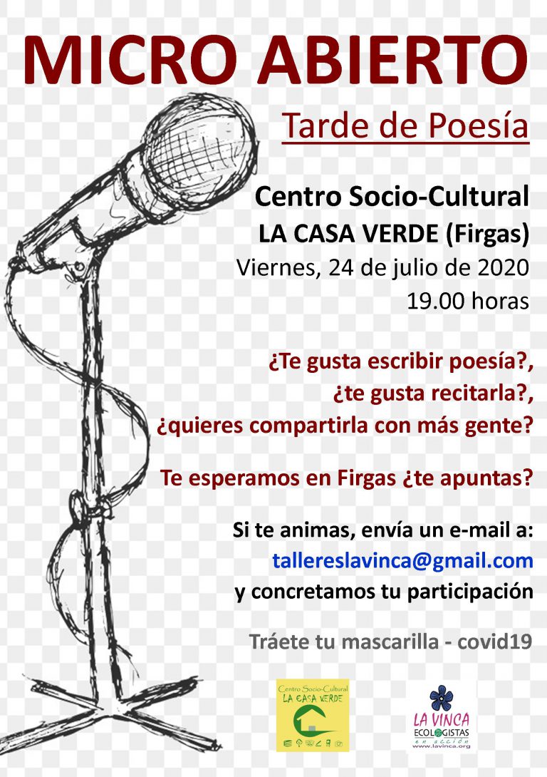 El viernes 24 de julio tendrá lugar un Micro Abierto de Poesía en La Casa Verde de Firgas