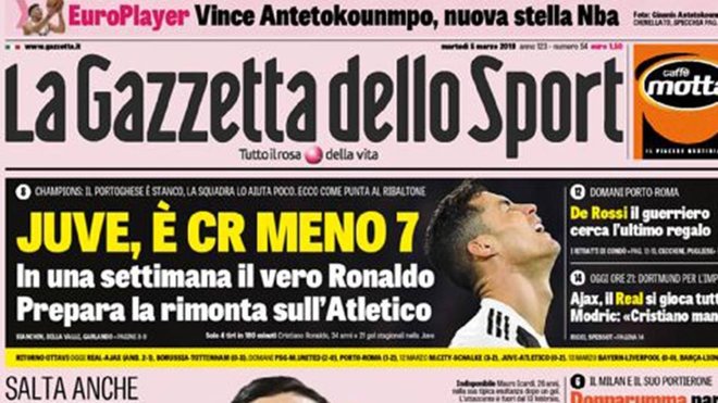 Ronaldo en la Gassetta dello sport