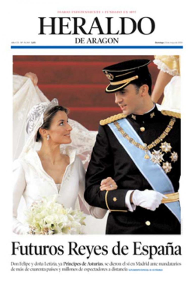 Los Reyes presiden este miércoles la conmemoración de los 125 años del diario Heraldo de Aragón