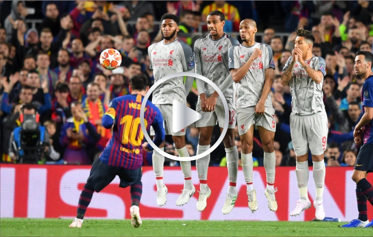 Lionel Messi y un tiro libre ¡Imposible para el Liverpool!
